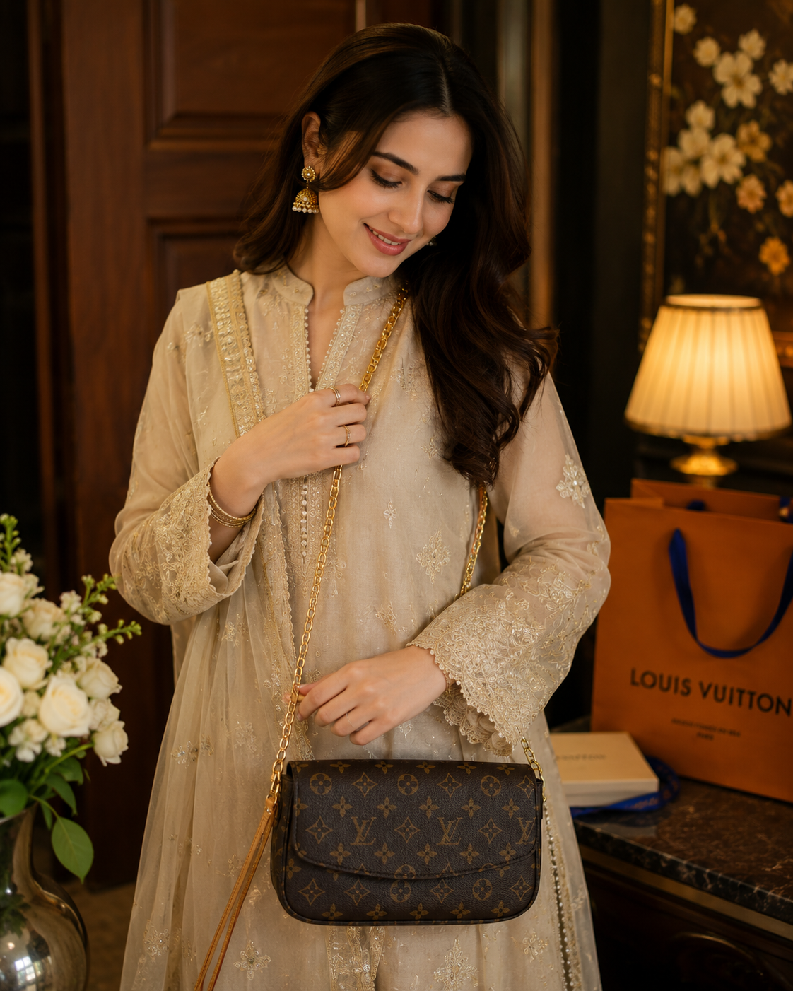 Luxury Monogram Chain Crossbody Bag β Premium Designer Style Shoulder Bag for Women