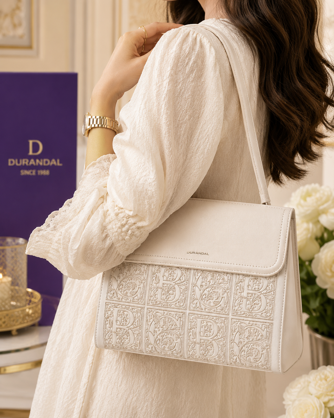Durandal Luxury Handbag – White