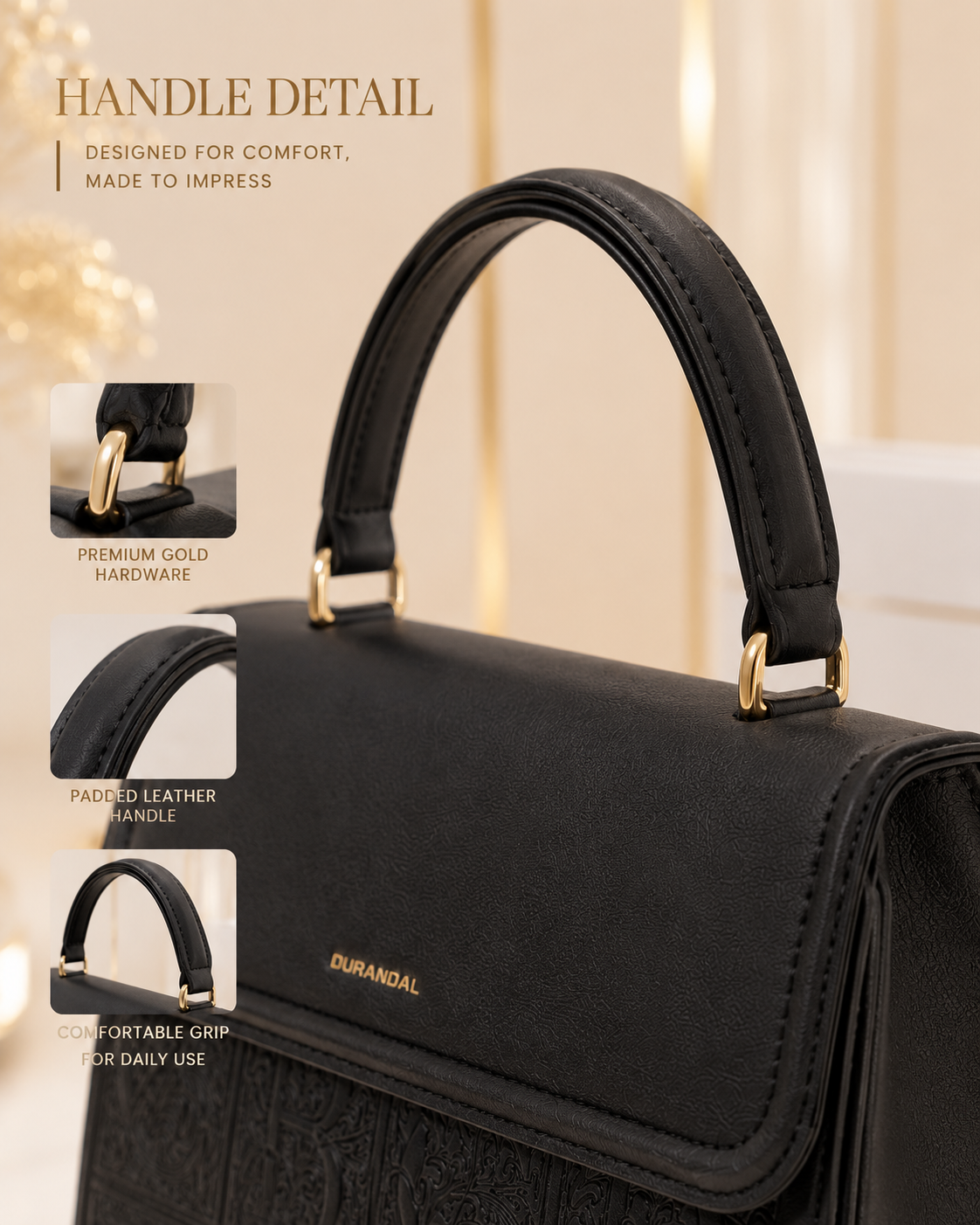 Durandal Luxury Handbag – Black