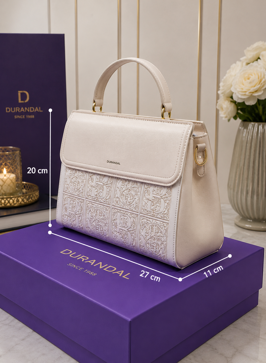 Durandal Luxury Handbag – White