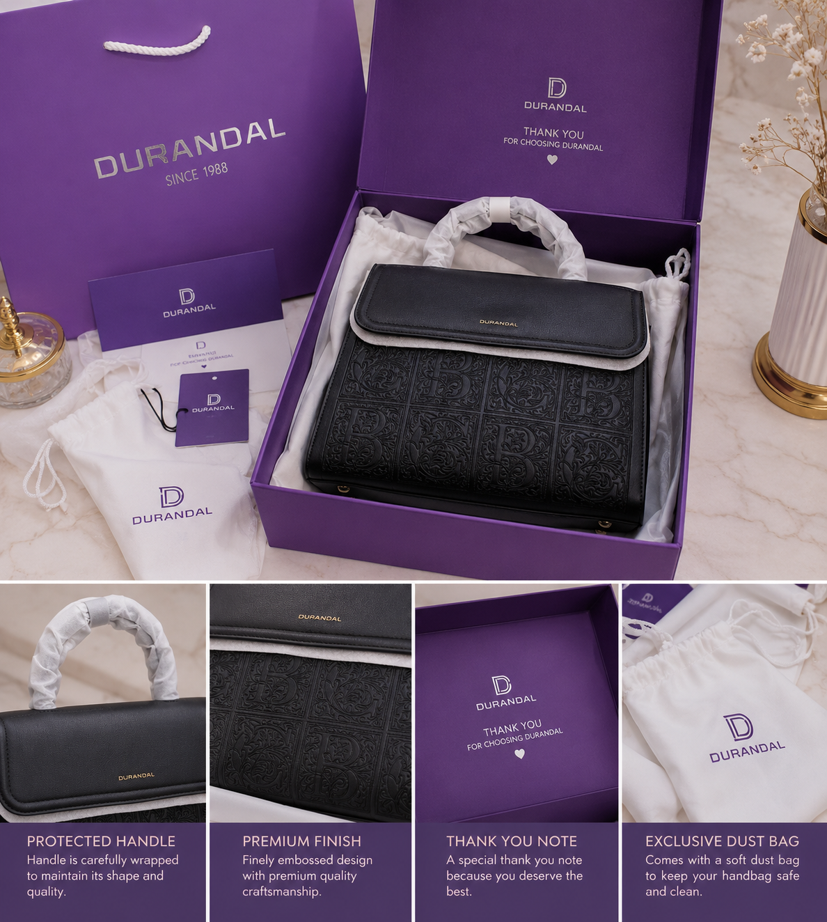 Durandal Luxury Handbag – Black