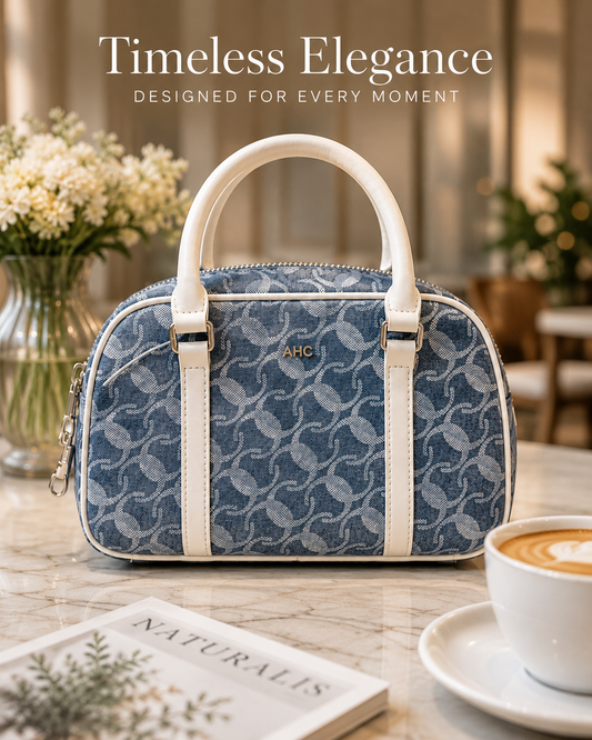 AHC Blue Monogram Luxury Handbag – Premium Shoulder & Crossbody Bag for Women