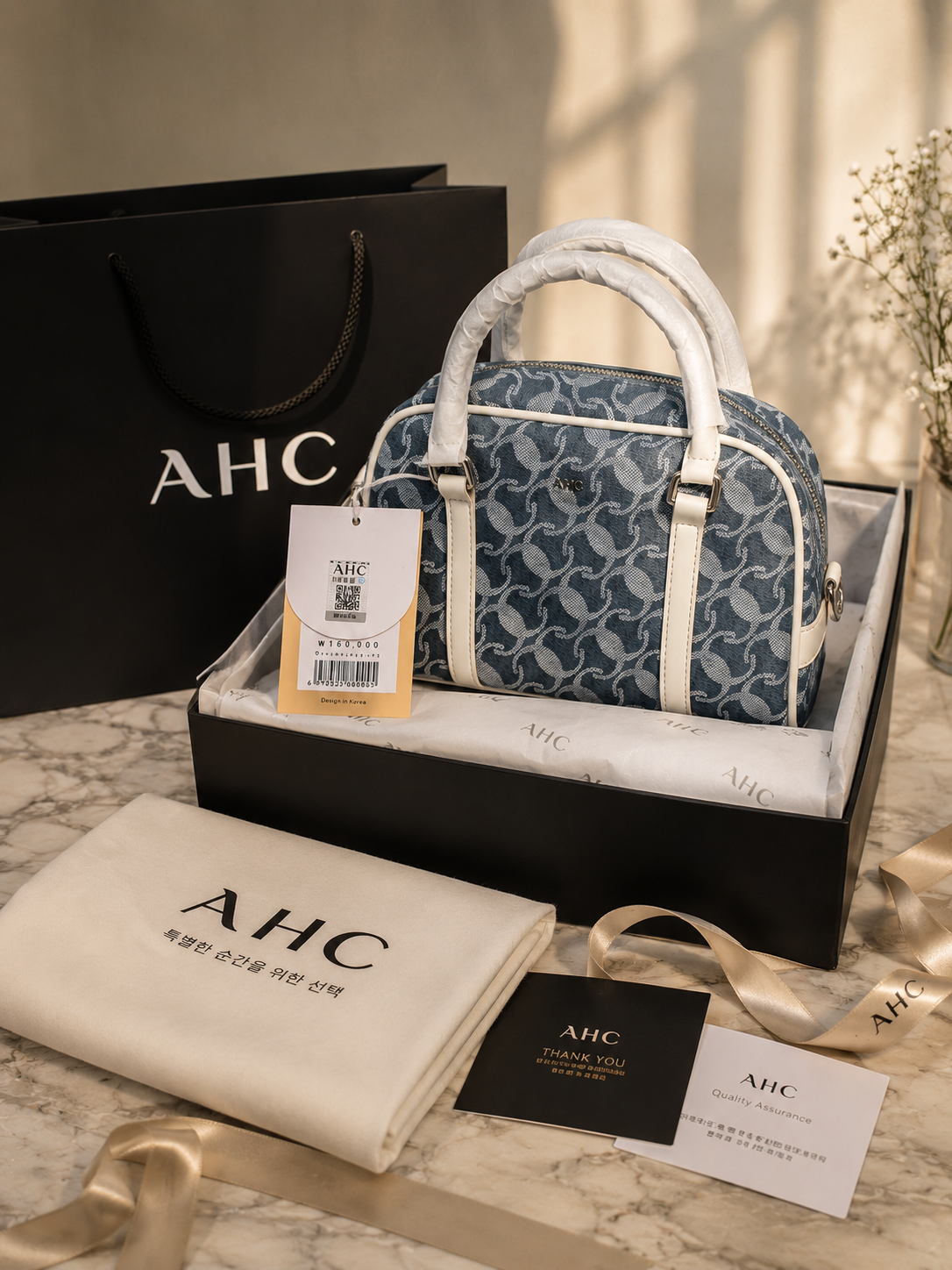 AHC Blue Monogram Luxury Handbag – Premium Shoulder & Crossbody Bag for Women