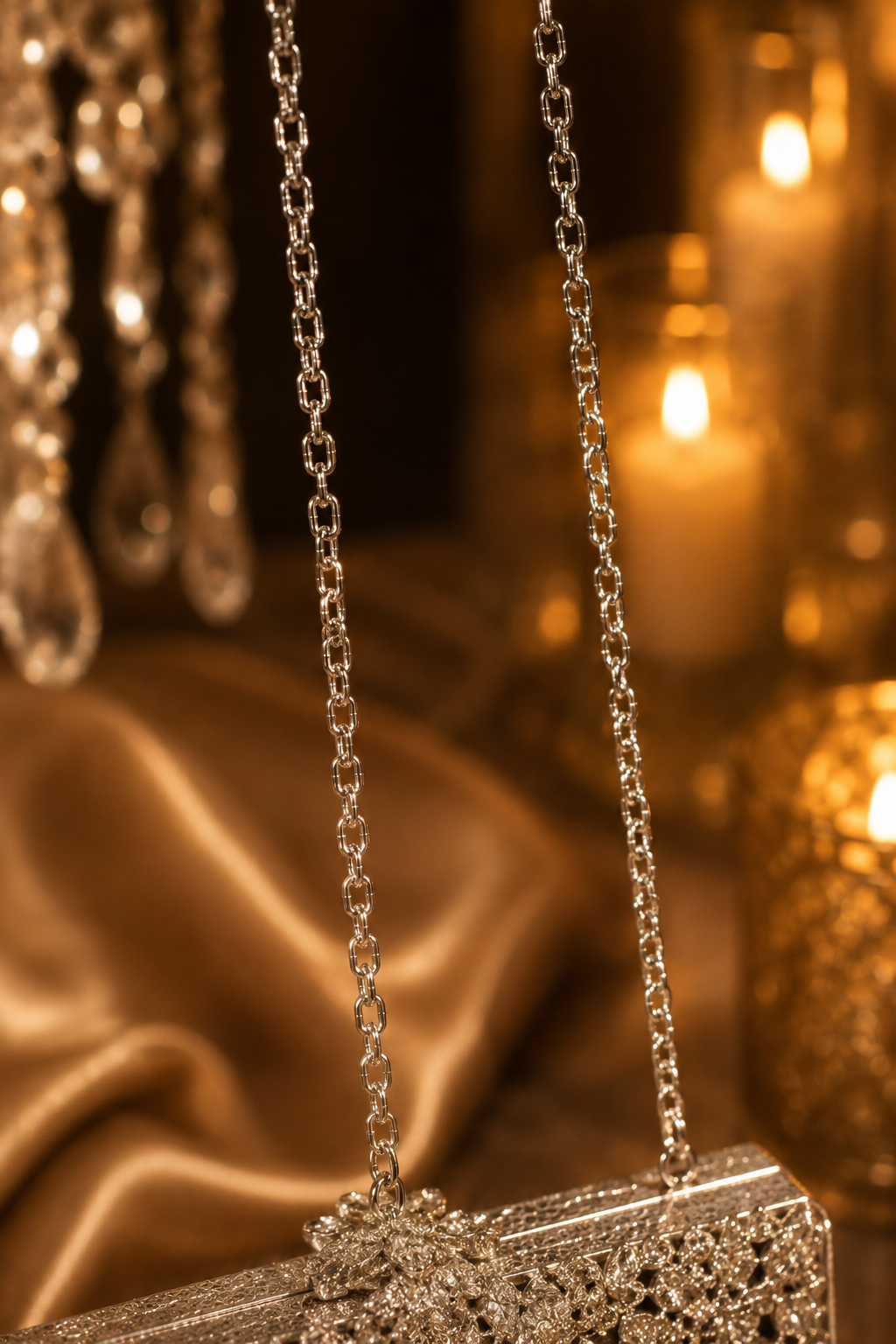 Luxury Blush Pink Crystal Mini Metal Clutch with Chain | Velour Vault Pakistan