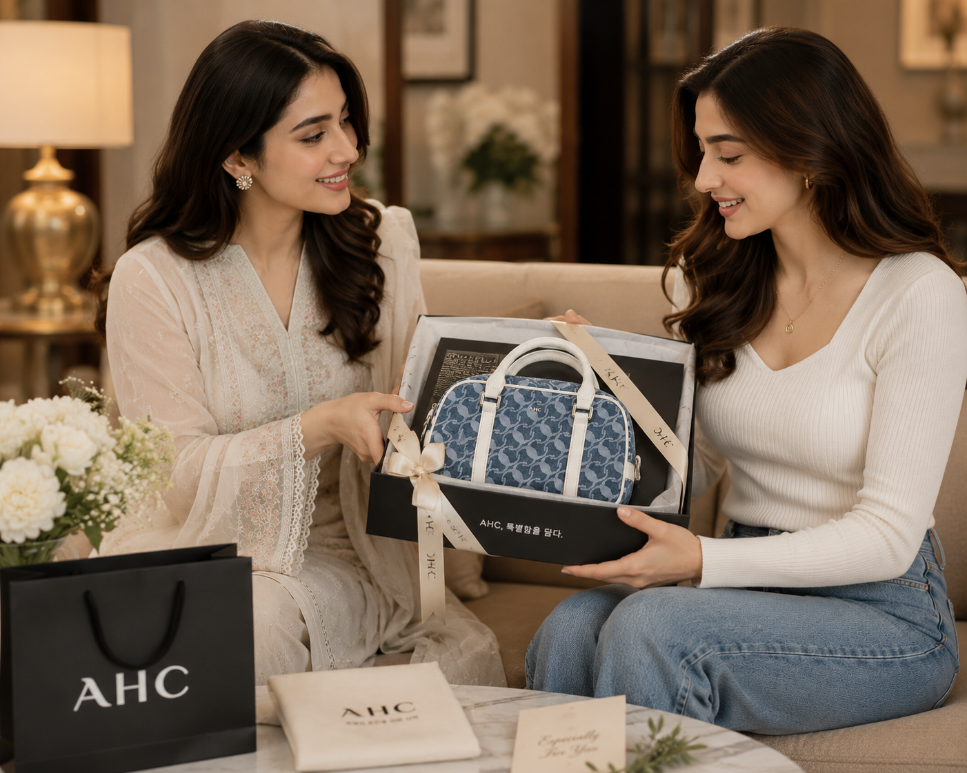 AHC Blue Monogram Luxury Handbag – Premium Shoulder & Crossbody Bag for Women