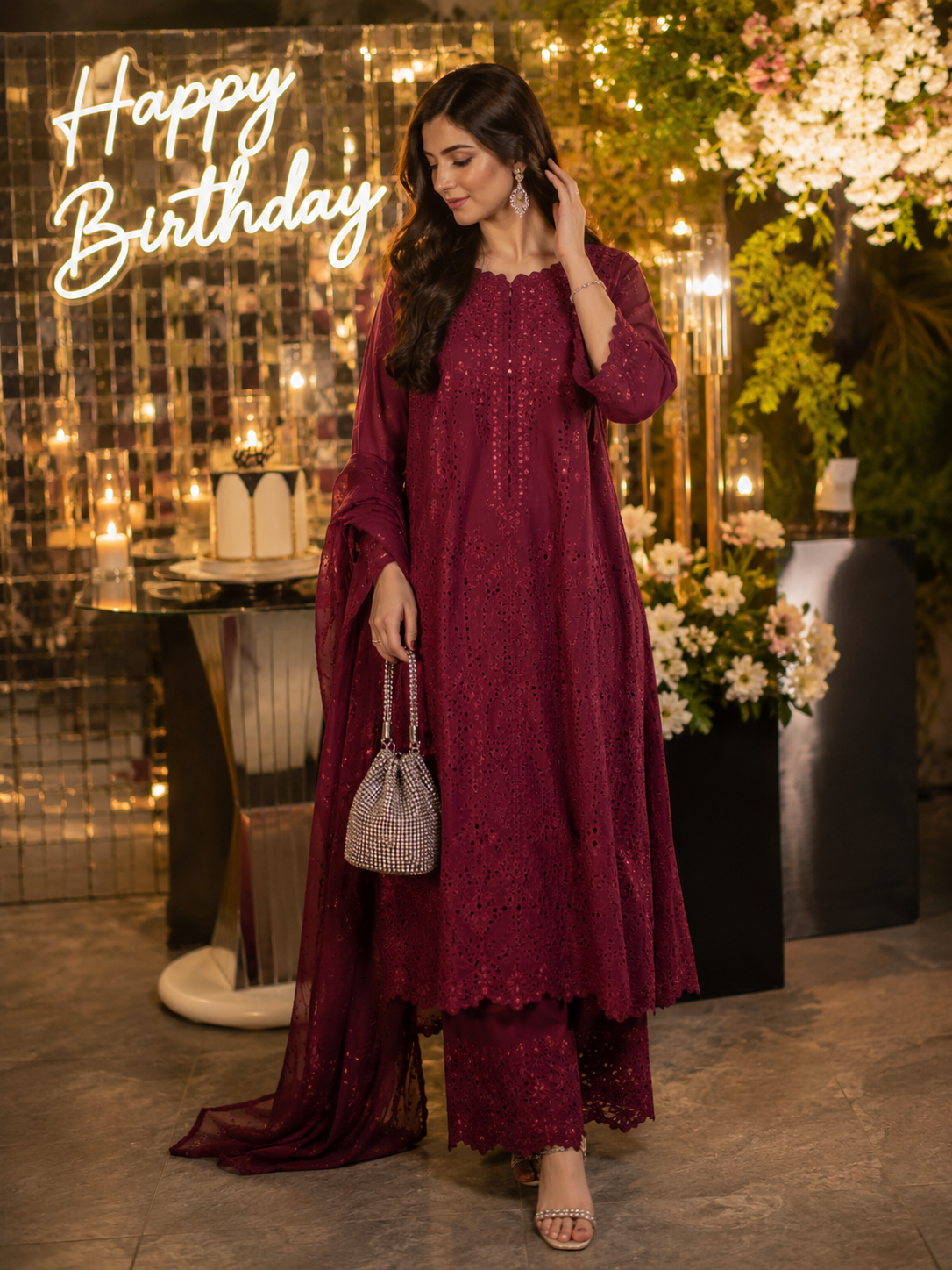 Luxury Crystal Evening Clutch with Handle & Chain | Velour Vault