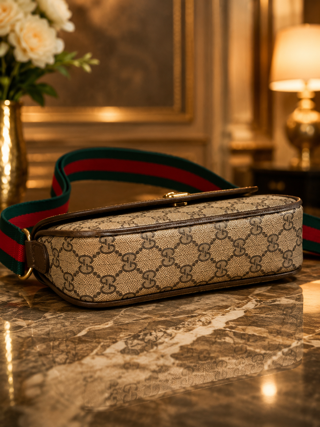 Luxury G---i Monogram Crossbody Bag for Women – Wide Strap Designer Style Handbag