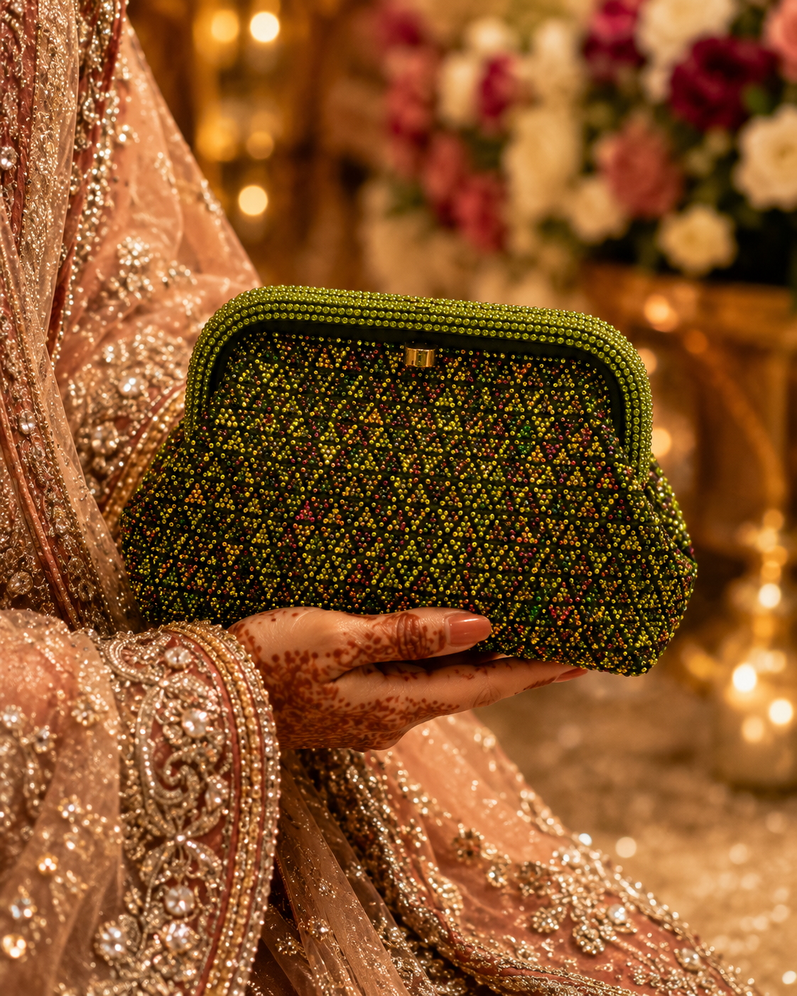 Luxury Crystal Wedding Clutch with Chain | Velour Vault Pakistan
