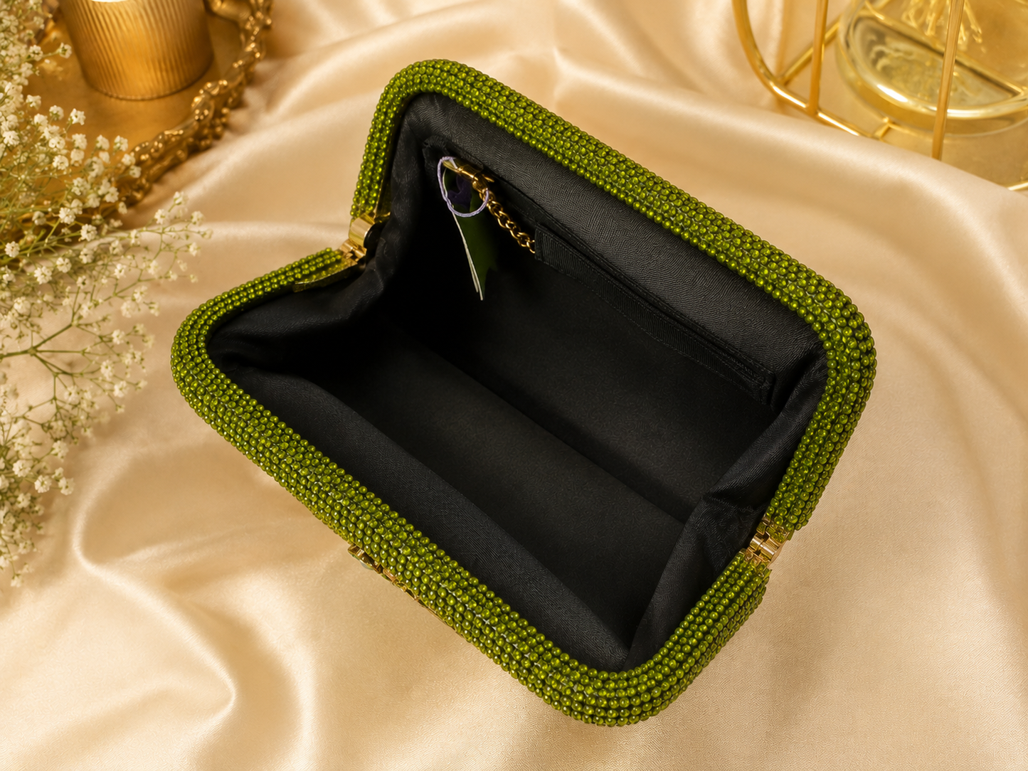 Luxury Crystal Wedding Clutch with Chain | Velour Vault Pakistan