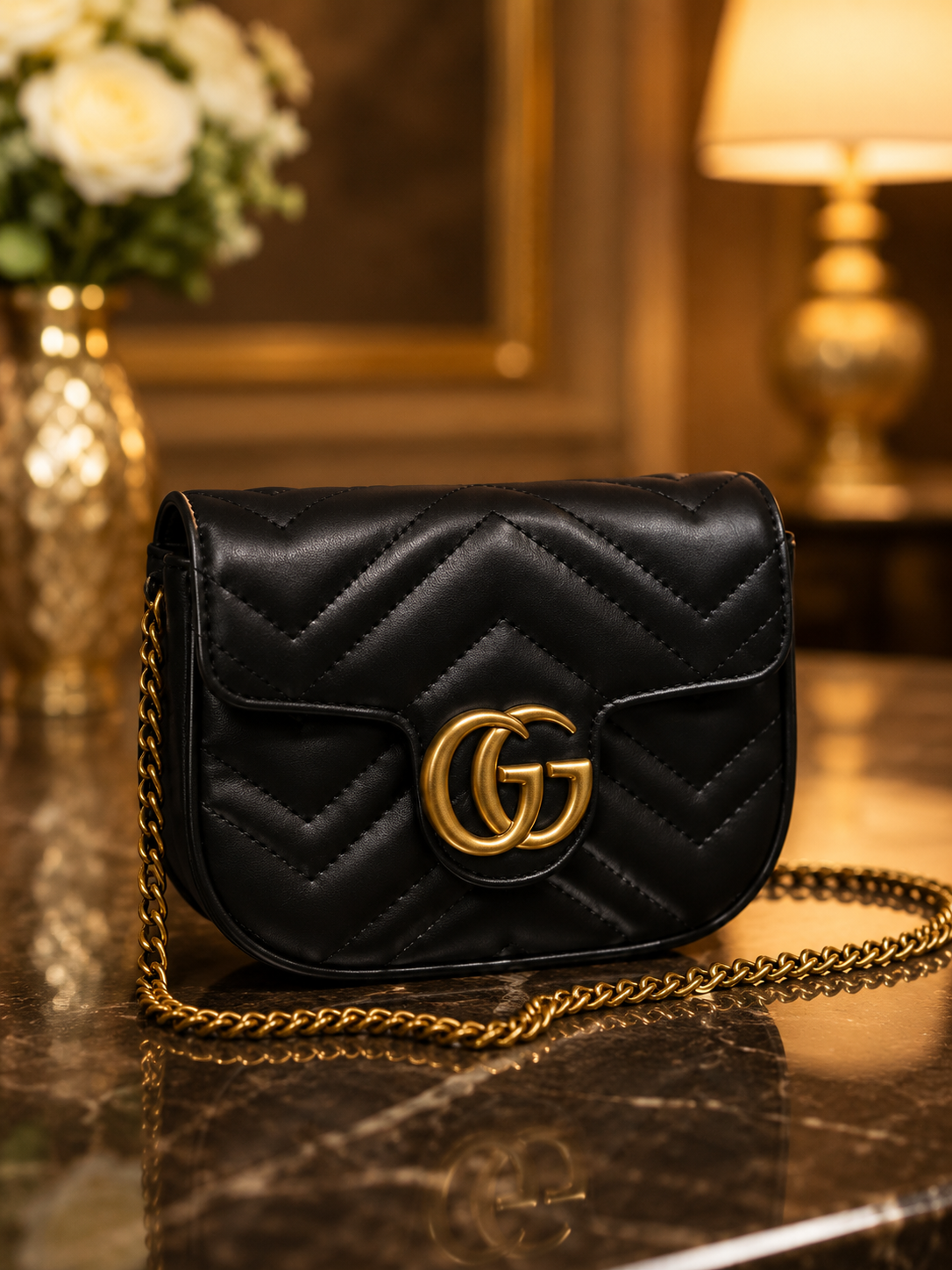 Luxury Quilted Chain Crossbody Bag – Premium Black Designer Style Handbag for Women