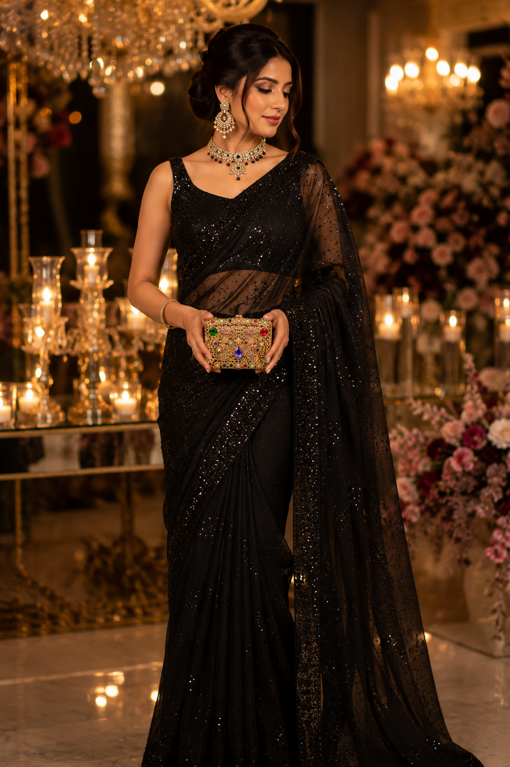 Luxury Royal Jewel Mini Metal Clutch with Chain | Wedding Clutch Pakistan