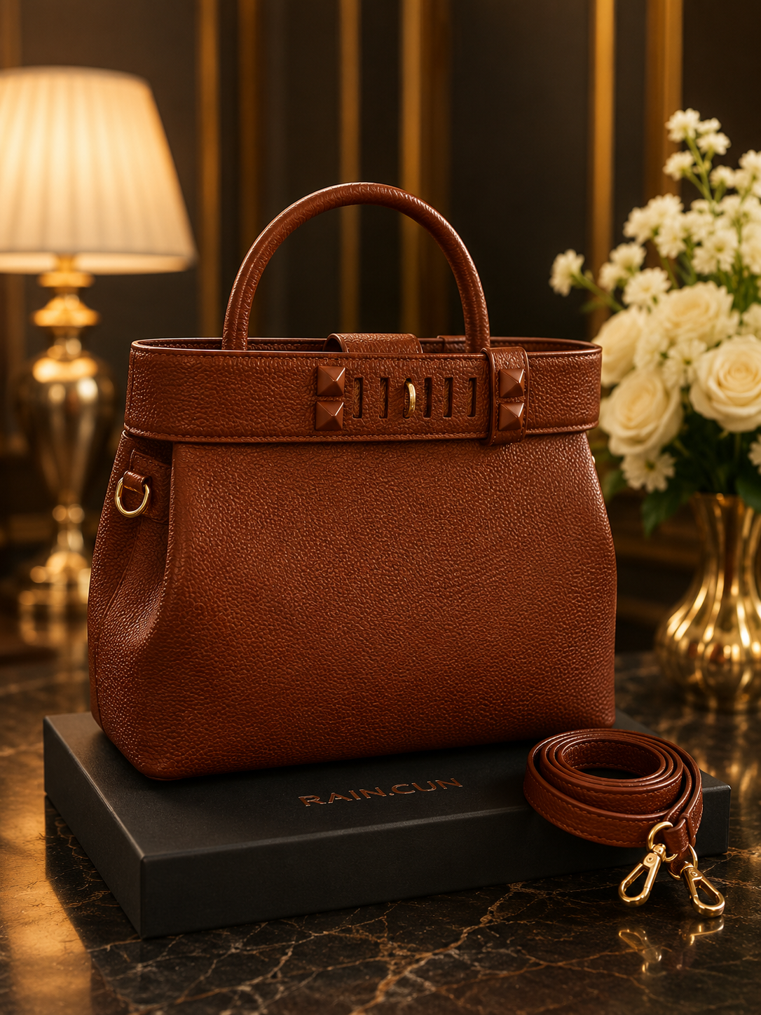 Velour Vault Premium Brown Top Handle Bag