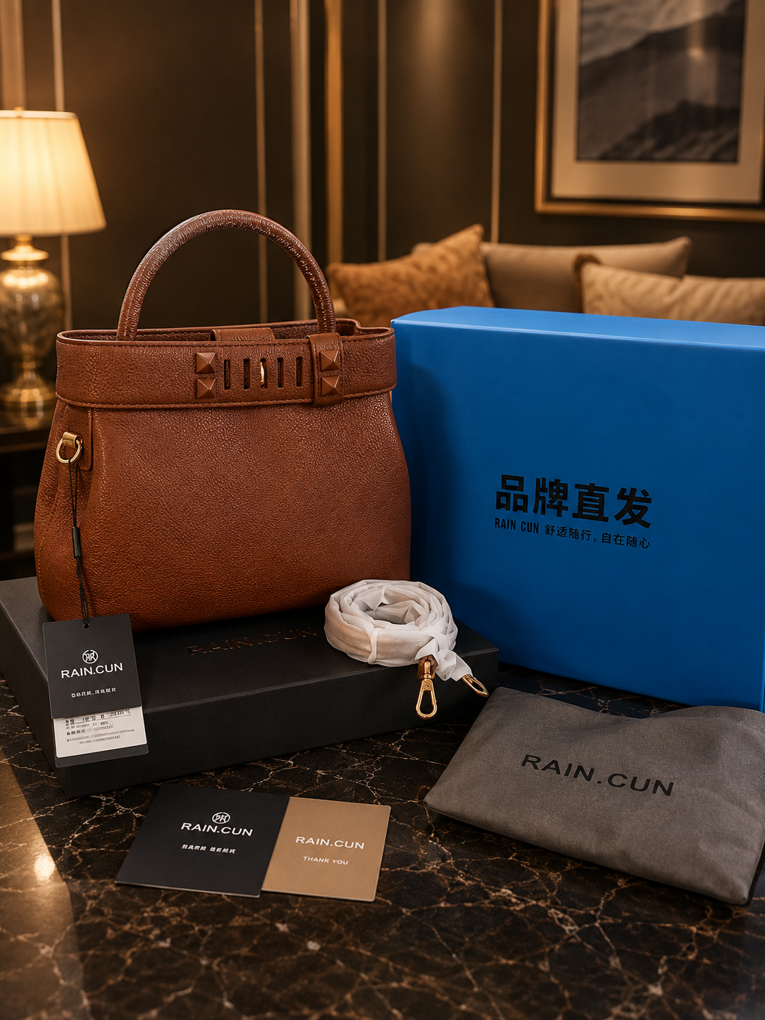 Velour Vault Premium Brown Top Handle Bag