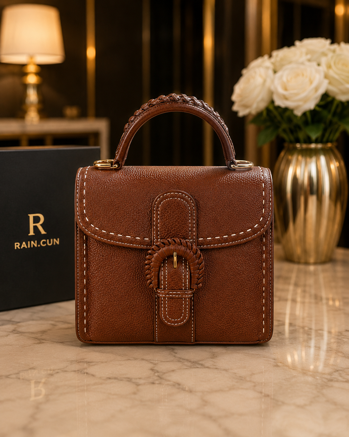 Luxury Brown Top Handle Handbag – Premium Women's Crossbody Bag