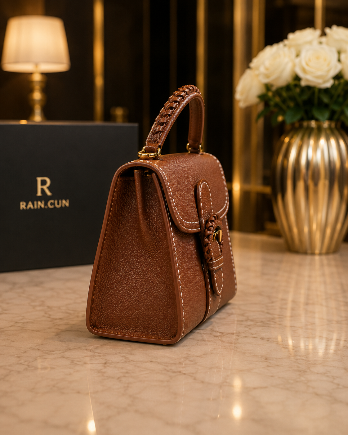 Luxury Brown Top Handle Handbag – Premium Women's Crossbody Bag