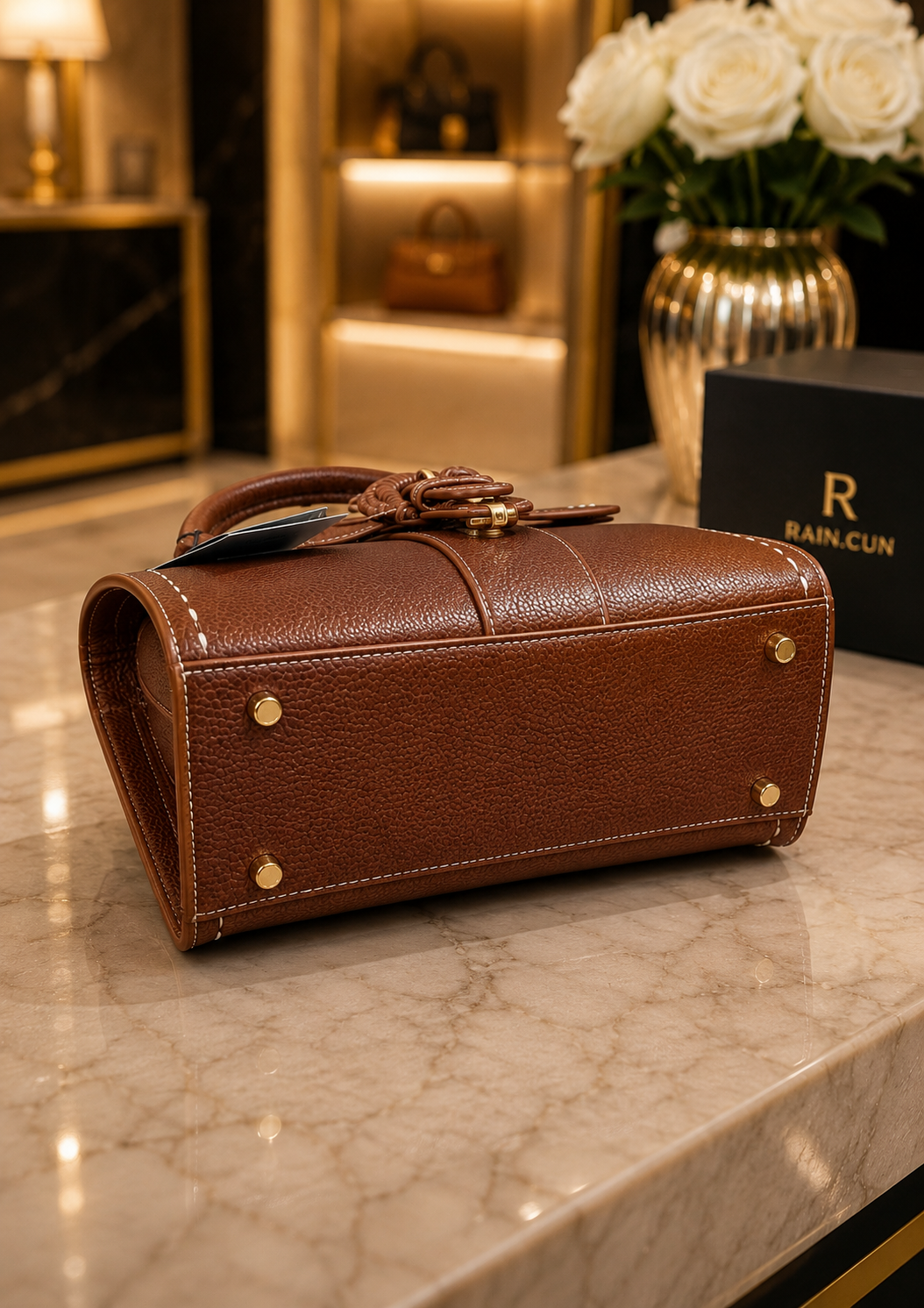 Luxury Brown Top Handle Handbag – Premium Women's Crossbody Bag