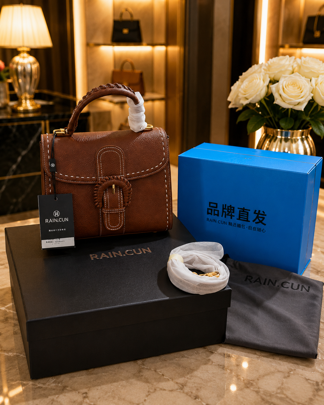Luxury Brown Top Handle Handbag – Premium Women's Crossbody Bag