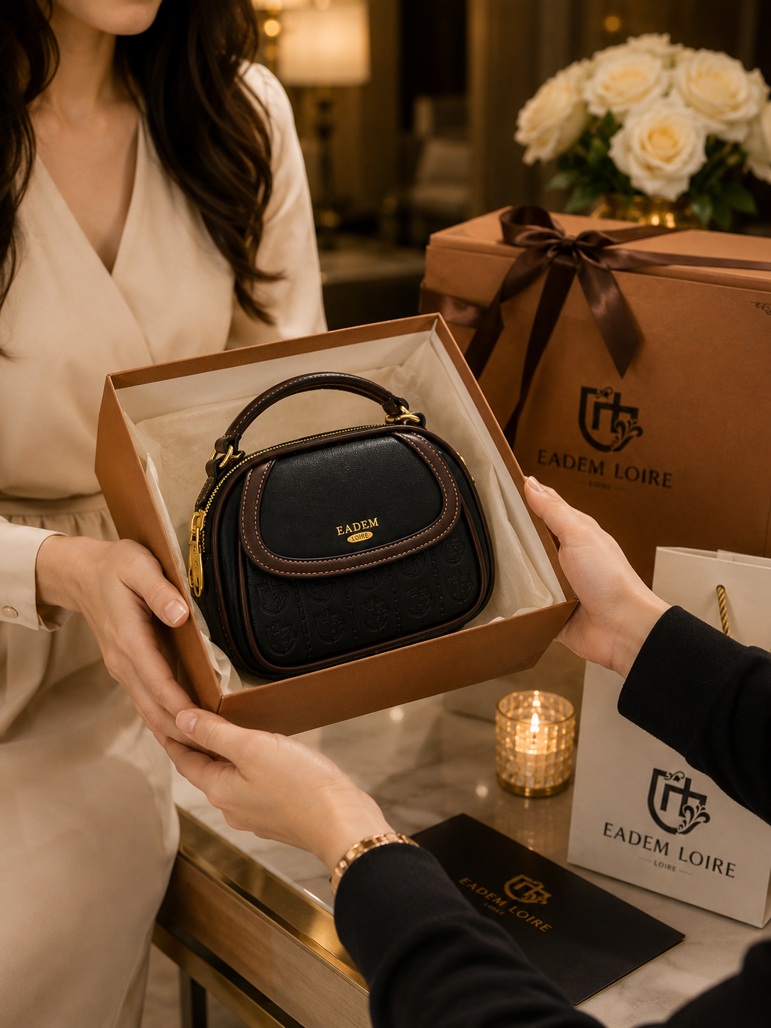 EADEM Loire Premium Handbag | Double Box Luxury Bag | Velour Vault