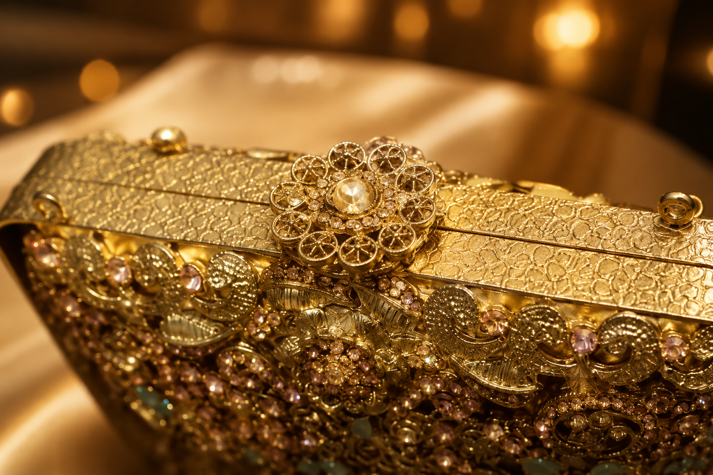 Luxury Mint Green Mini Metal Wedding Clutch with Chain | Velour Vault Pakistan