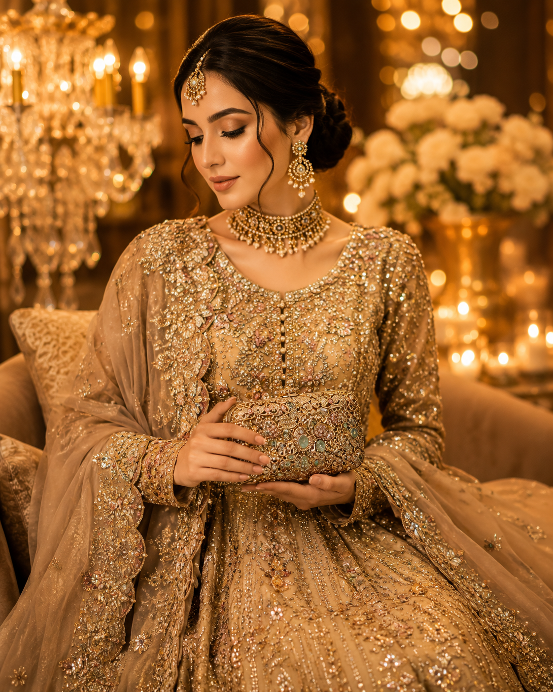 Luxury Mint Green Mini Metal Wedding Clutch with Chain | Velour Vault Pakistan