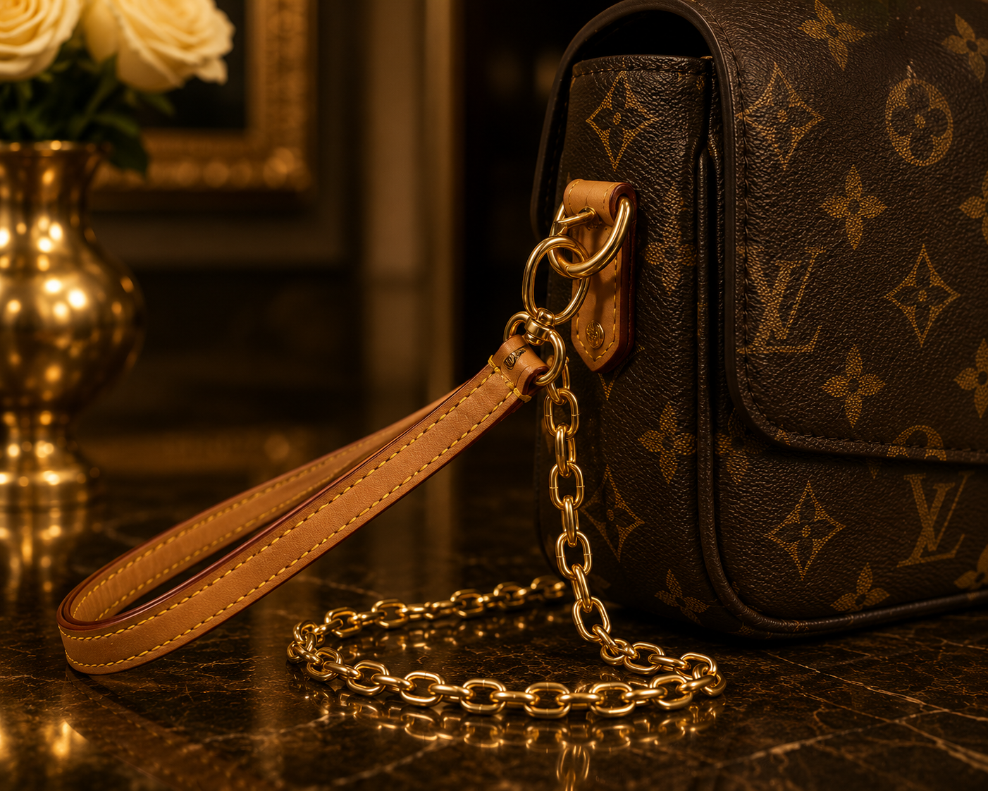 Luxury Monogram Chain Crossbody Bag – Premium Designer Style Shoulder Bag for Women