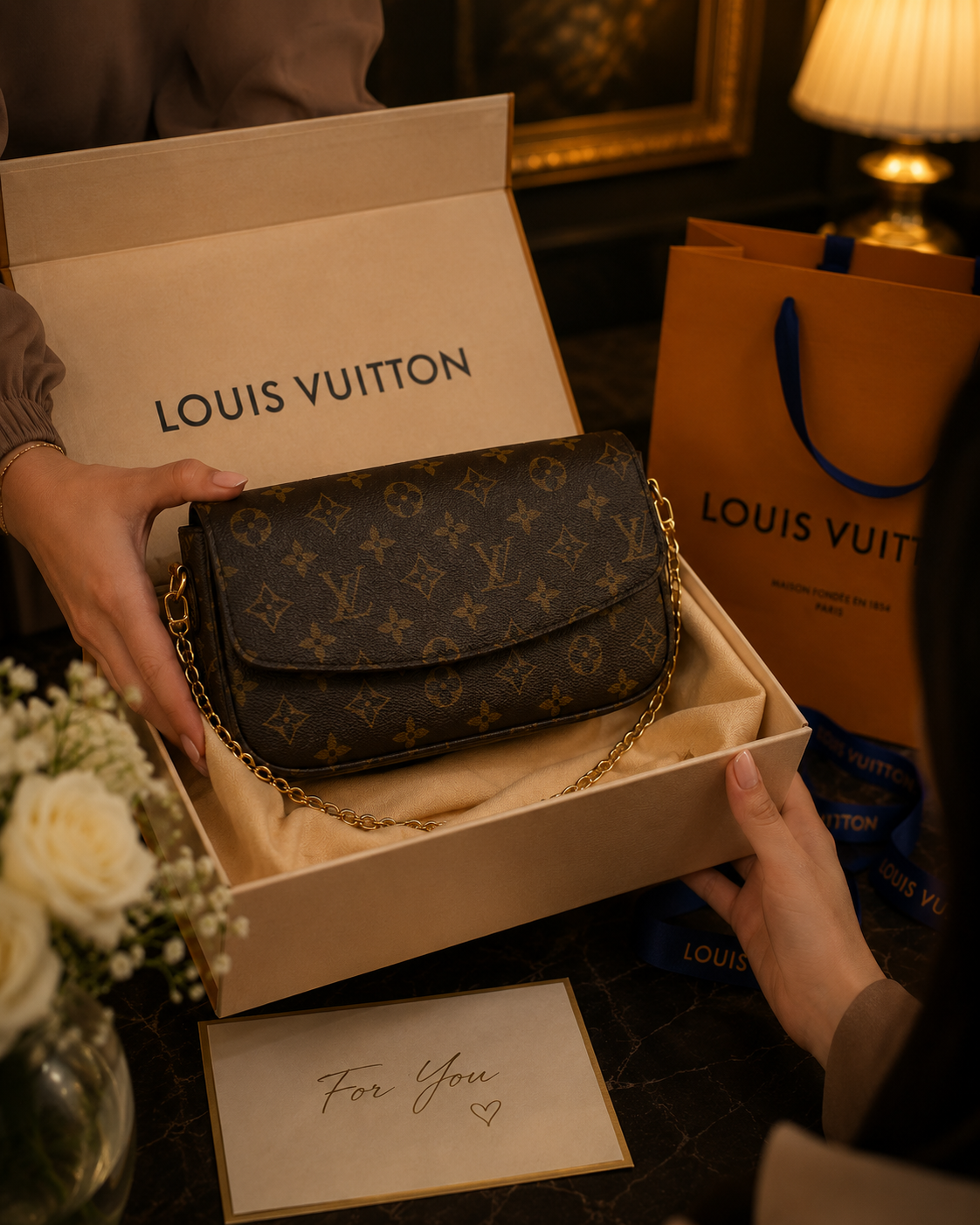 Luxury Monogram Chain Crossbody Bag – Premium Designer Style Shoulder Bag for Women